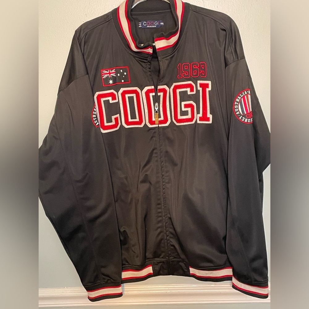 COOGI Black and Red Varsity Bomber Jacket Australia.